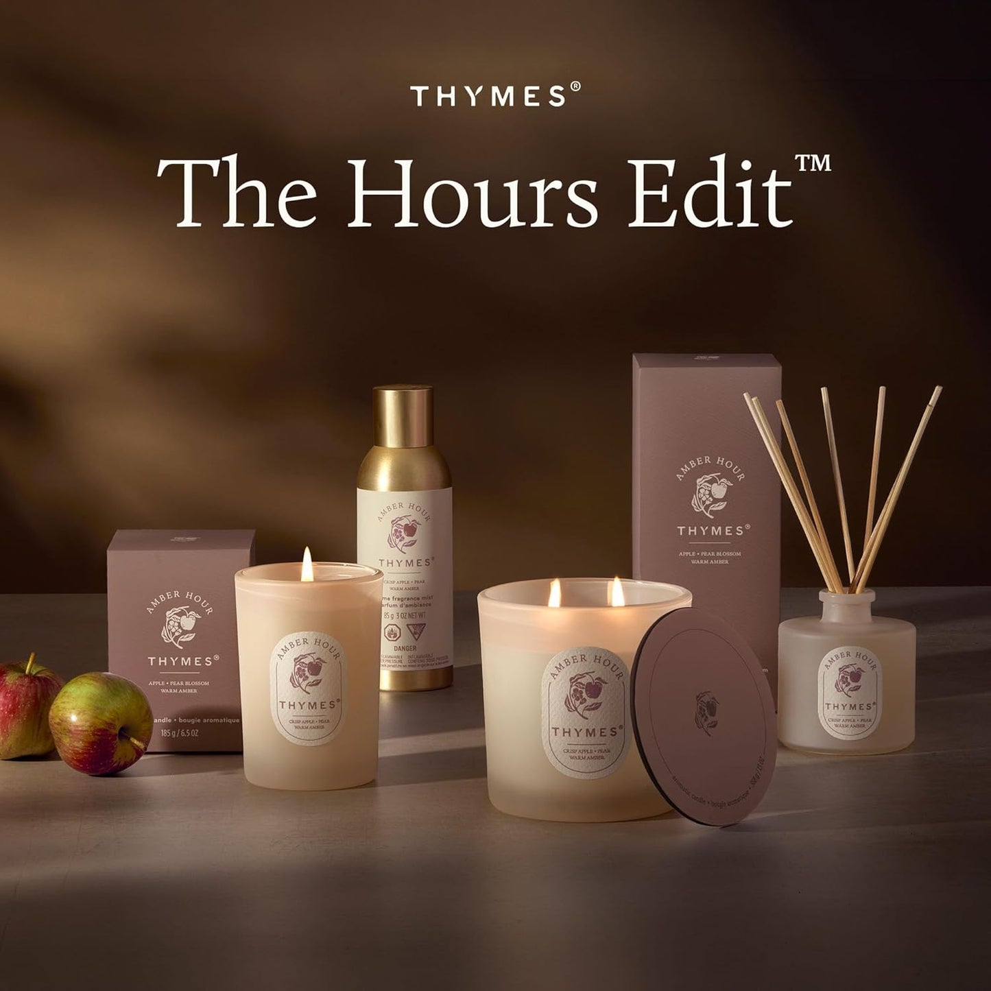 Thymes Home Fragrance Mist – Room Air Fresheners for Home Long Lasting – Air Freshener Spray – Scented Room Spray – with Notes of Crisp Apple, Warm Amber & Pear Blossom (Amber Hour, 3 oz)