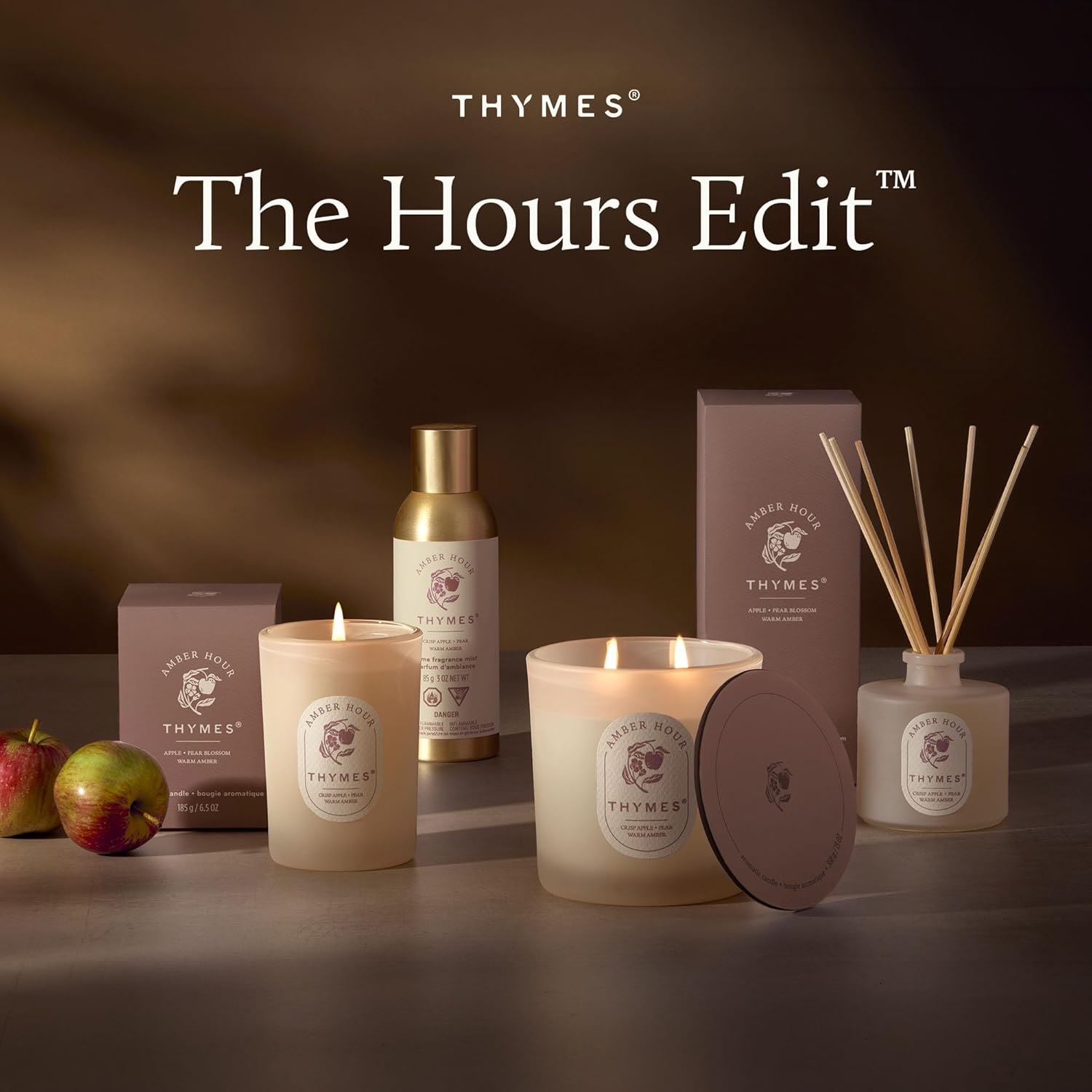Thymes Home Fragrance Mist – Room Air Fresheners for Home Long Lasting – Air Freshener Spray – Scented Room Spray – with Notes of Crisp Apple, Warm Amber & Pear Blossom (Amber Hour, 3 oz)