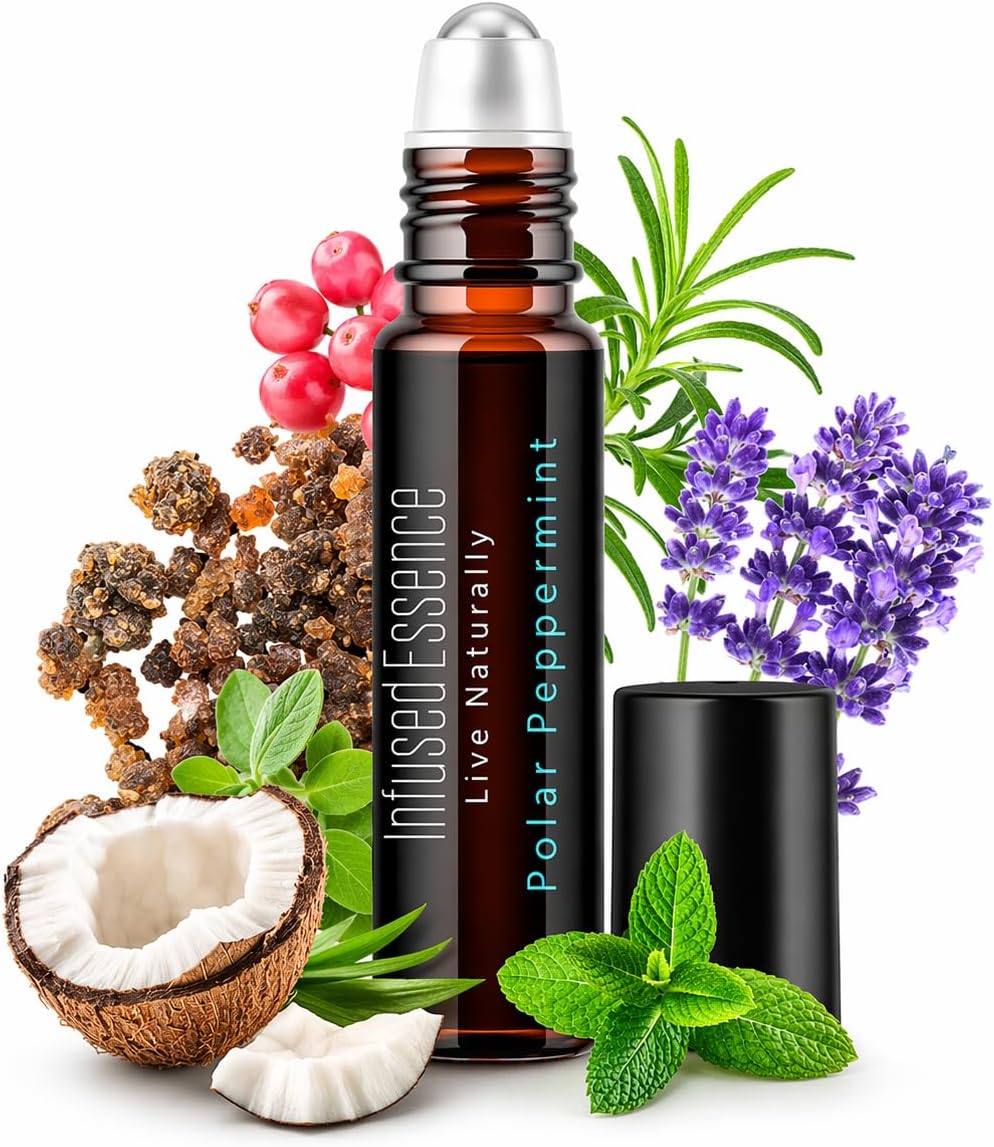 Polar Peppermint Essential Oil Roll-On 10 ml – 100% Pure & Natural Peppermint Aromatherapy Roller – Cooling Sensation for Focus, Relaxation & Daily Wellness