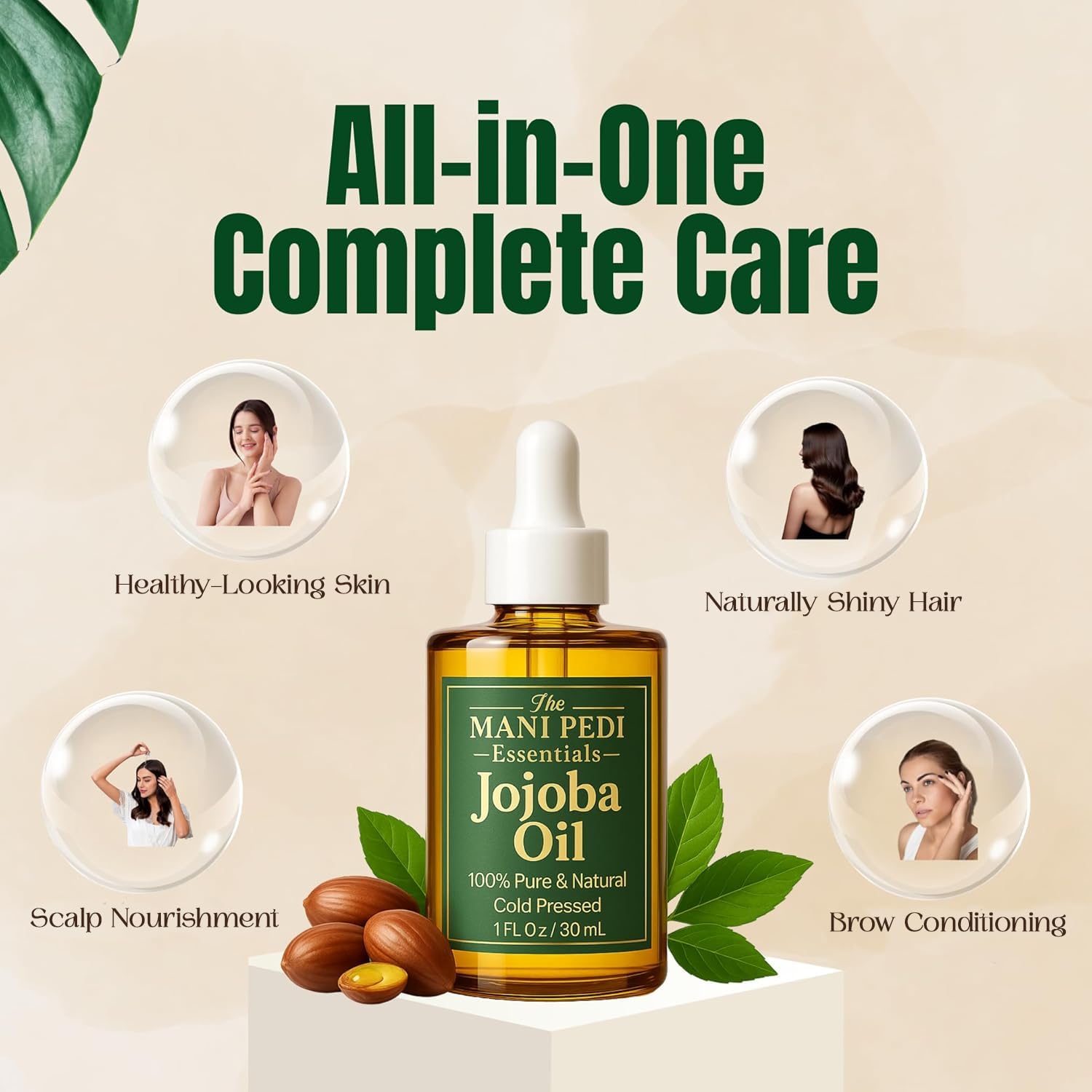 TMPE 100% Pure Jojoba Oil, Cold Pressed, Non-Comedogenic Moisturizing Oil for Hair, Face, Skin & Nails - 1 fl oz