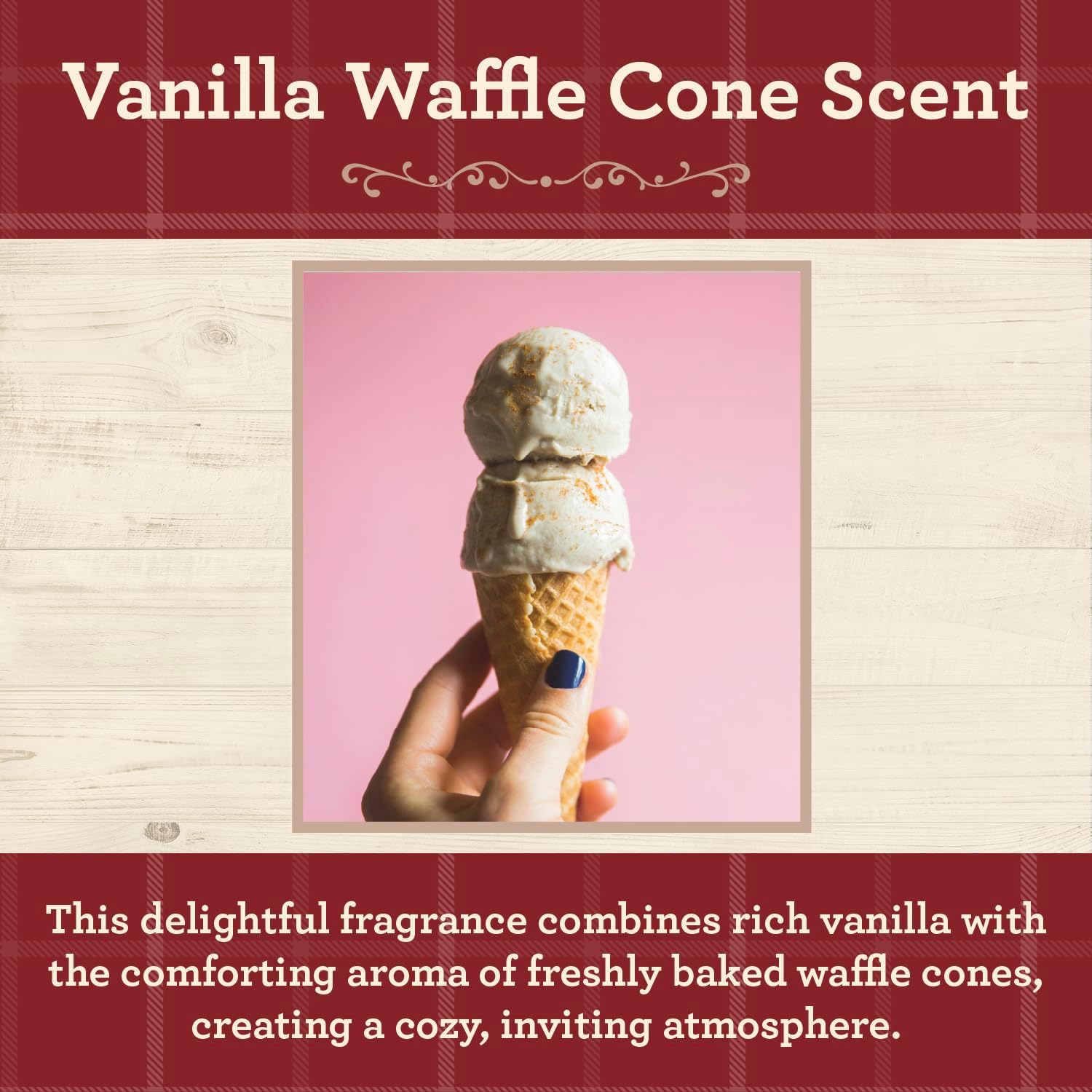 Our Own Candle Company, Vanilla Waffle Cone Scented Mason Jar Candles, 40 Hour Burn Time, 7 Ounces (3 Pack)