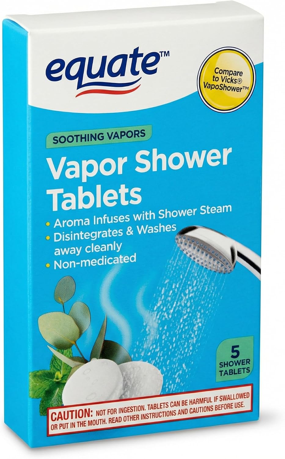 Vapor Shower Tablets 5 Count, Eucalyptus and Menthol Shower Steamers, Steam Shower Tablets, Individually Wrapped Shower, Non-Medicated.