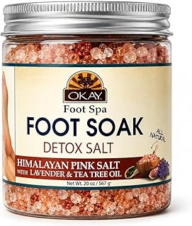 OKAY Foot Soak Detox Salt - Foot Soaking Salts for Dry Cracked Feet with Tea Tree Oil and Lavender Oil, Foot Bath, Pedicure Soak, Great for Men and Women, Athletes - 20 oz (Pack of 1)