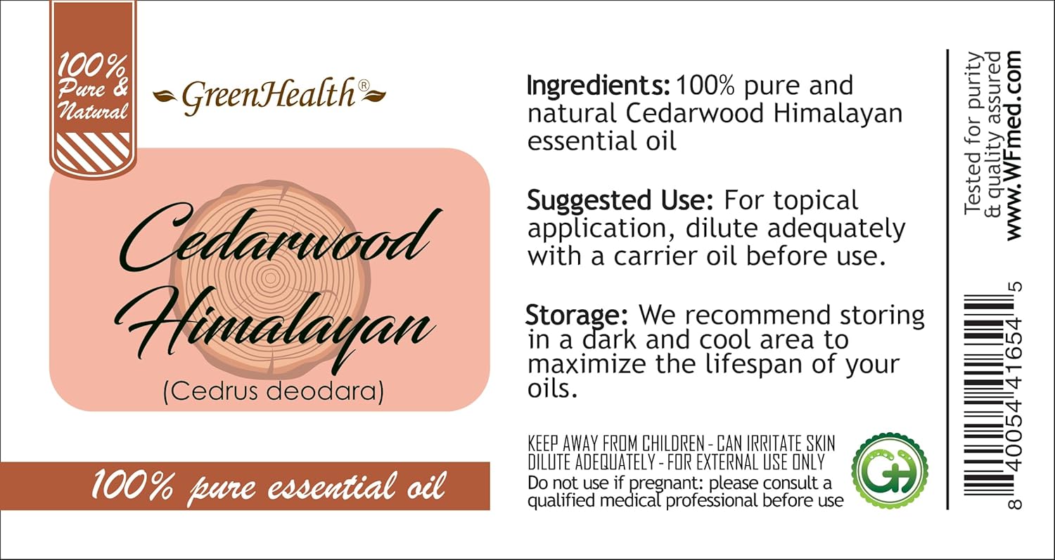 Cedarwood Himalayan Essential Oil – 8 fl oz (237 ml) Aluminum Bottle w/Plug Cap – 100% Pure Essential Oil – GreenHealth