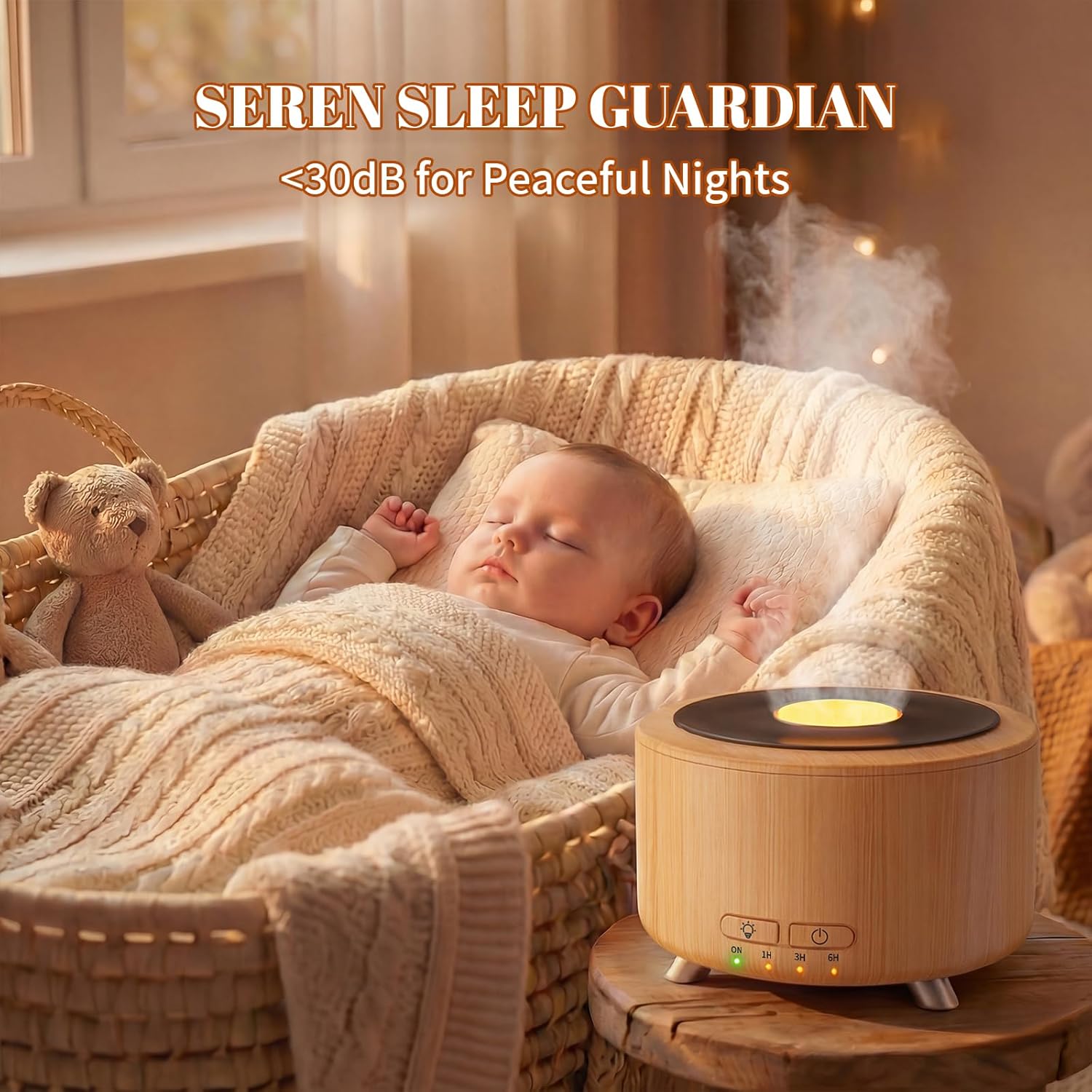 Essential Oil Diffuser for Home, 500ML Aromatherapy Diffuser Oil Machine for Office Room Yoga, Aroma Diffuser with Auto-Off Function, 9 Colors LED Night Light, Light Wood