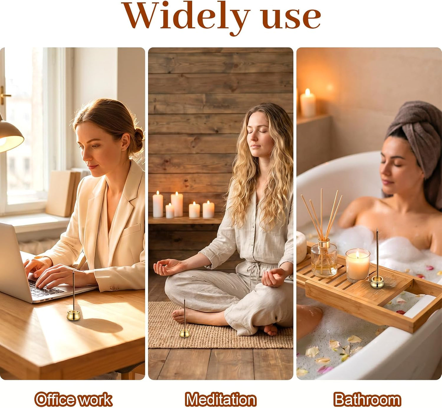 4Pcs Mini Copper Incense Cone Holder, Gold Burner with Stick Plate | 4Pcs mini copper incense cone holder set,gold,dual-purpose.Stable,non-tip,solid base.For cones,sticks,tower,coils,joss