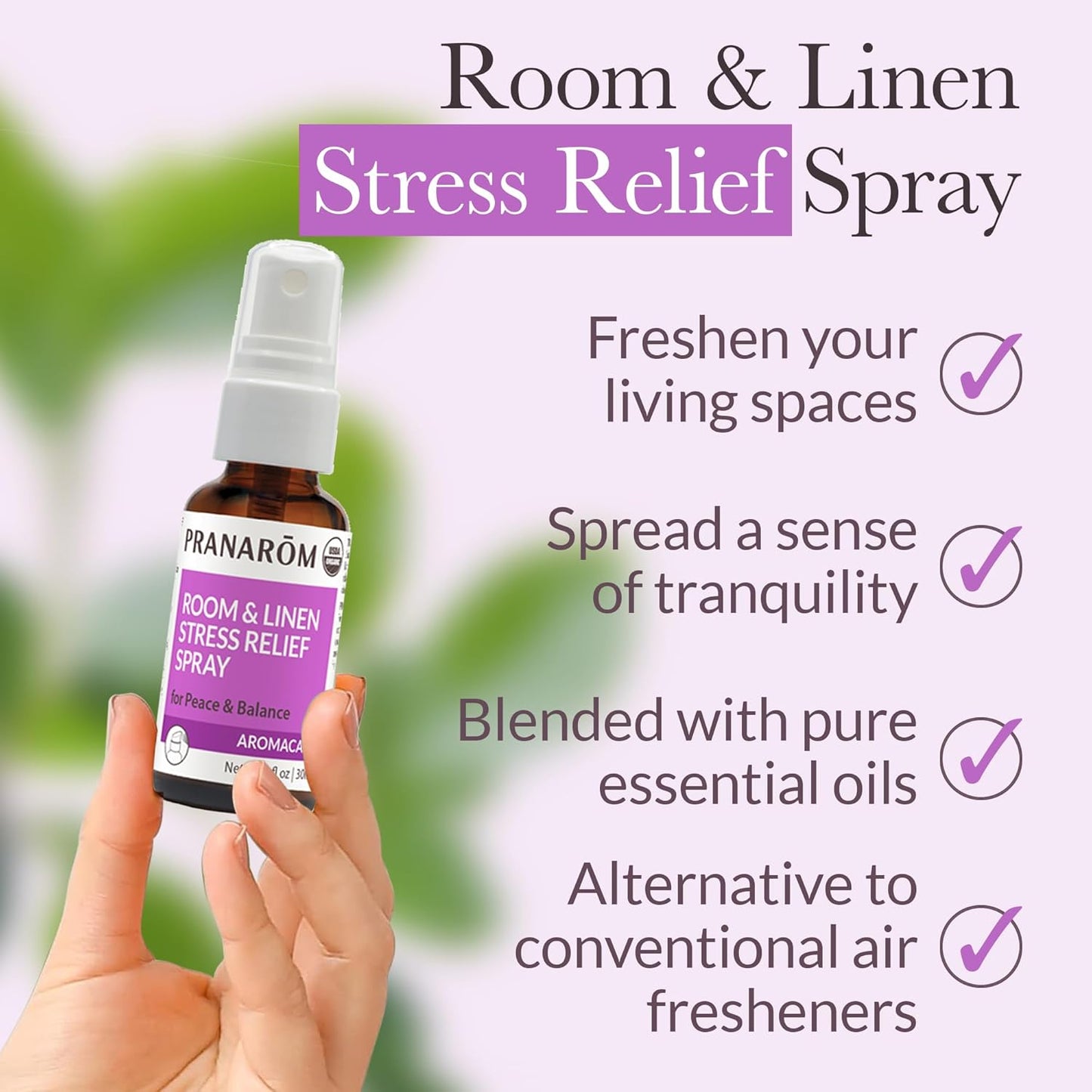 Pranarom - Aromacalm Room & Linen Stress Relief Spray (1oz / 30ml) - Orange, Bergamot, Lavender, Ylang Ylang - Essential Oil for Relaxation and Air Purification|USDA and ECOCERT Certified Organic