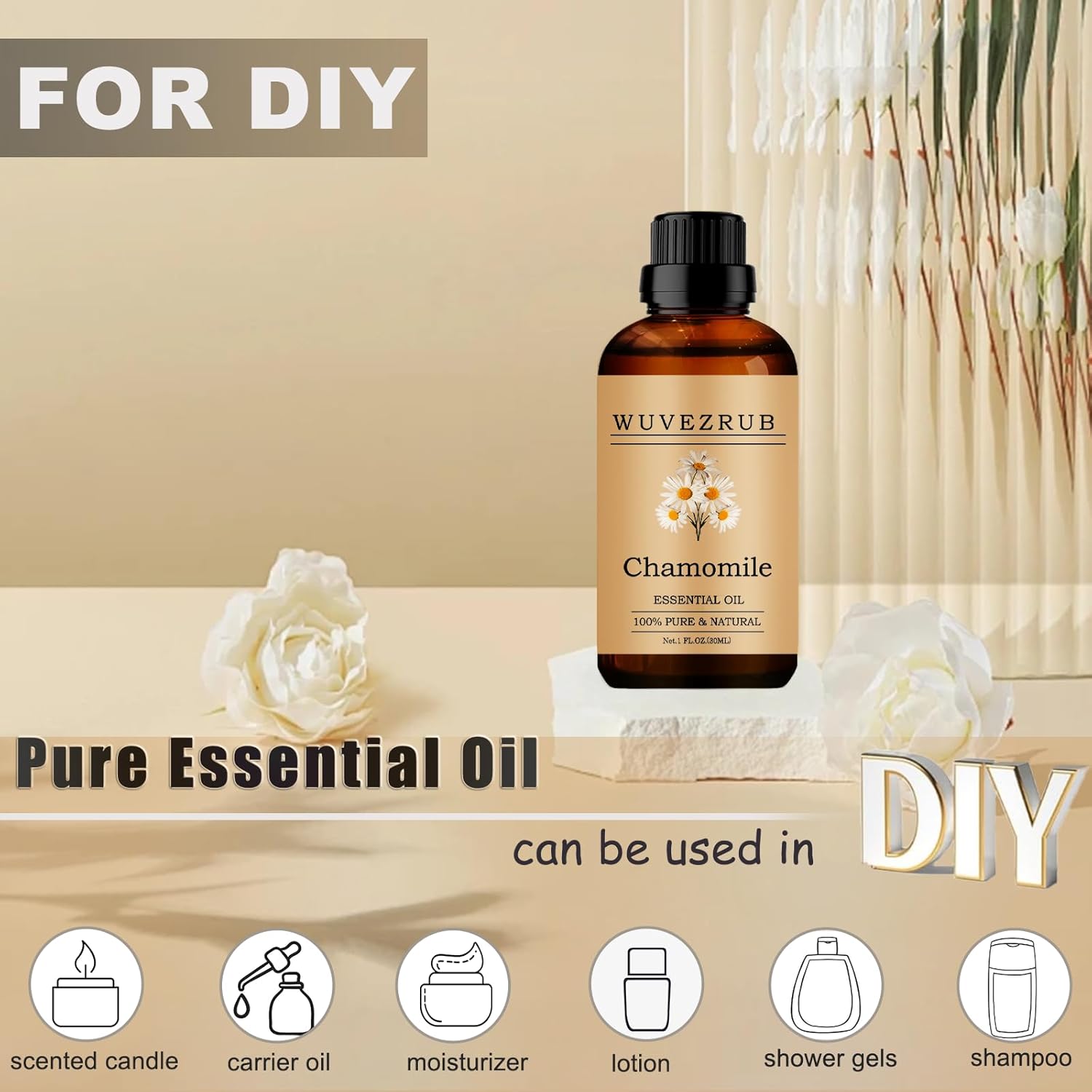 Chamomile Essential Oils, 30ML Pure and Natural Essential Oil for Aromatherapy Diffuser - Chamomile /1 Fl Oz
