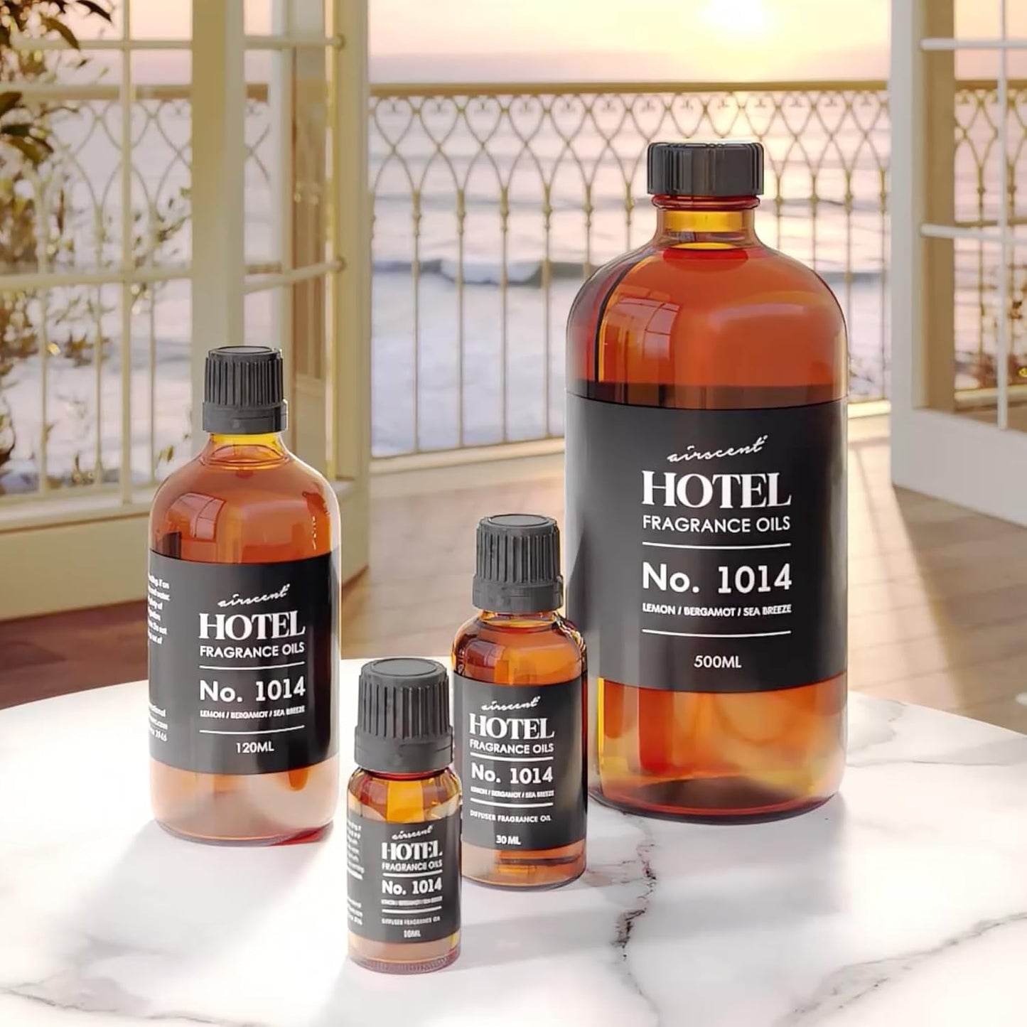 AirScent Hotel Diffuser Oil No. 1014 - The Iconic 5-Star Hotel Coastal Blend - Lemon Bergamot Sea Breeze - 500 mL Fragrance Oil for Ultrasonic and Waterless Diffusers and Crafting