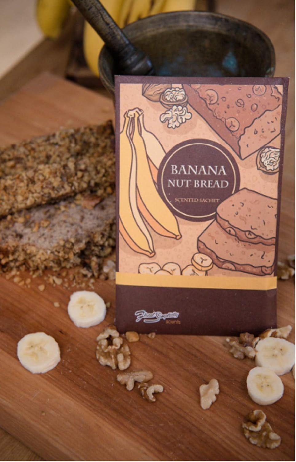 Simplicity Scents Banana Nut Bread Scented Sachets Pack of 3, Everyday - Long-Lasting Scented Bags, Home Fragrance, Air Freshener & Deodorizer for Closet, Room, Drawer, or Cars, Made in USA