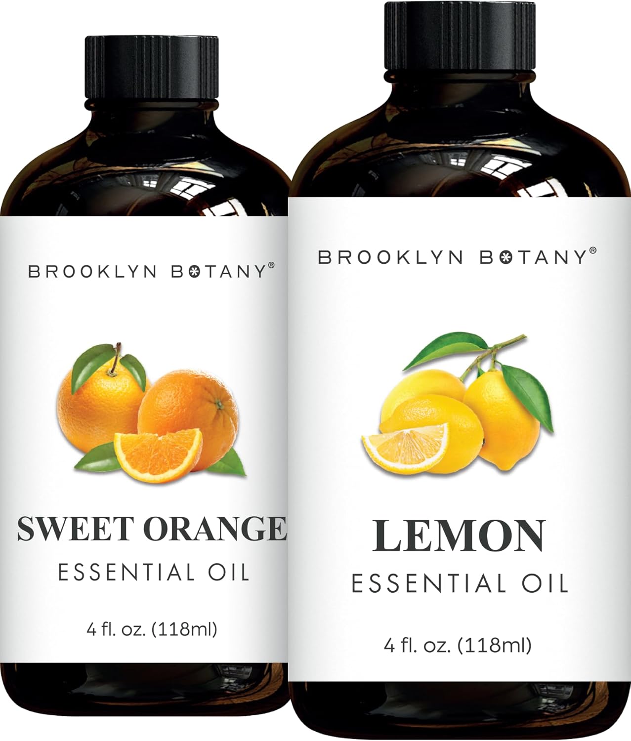 Brooklyn Botany Sweet Orange & Lemon Essential Oils – 4 Fl Oz (Pack of 2) – 100% Pure & Natural – Bright & Citrusy Aromatherapy Blend
