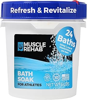 Muscle Rehab Sports Recovery Epsom Salt Bath Soak | 6 lb Pail : Professional Strength Magnesium & Arnica Formula for Deep Muscle Relief, Stiffness, & Fatigue | Natural Peppermint & Eucalyptus