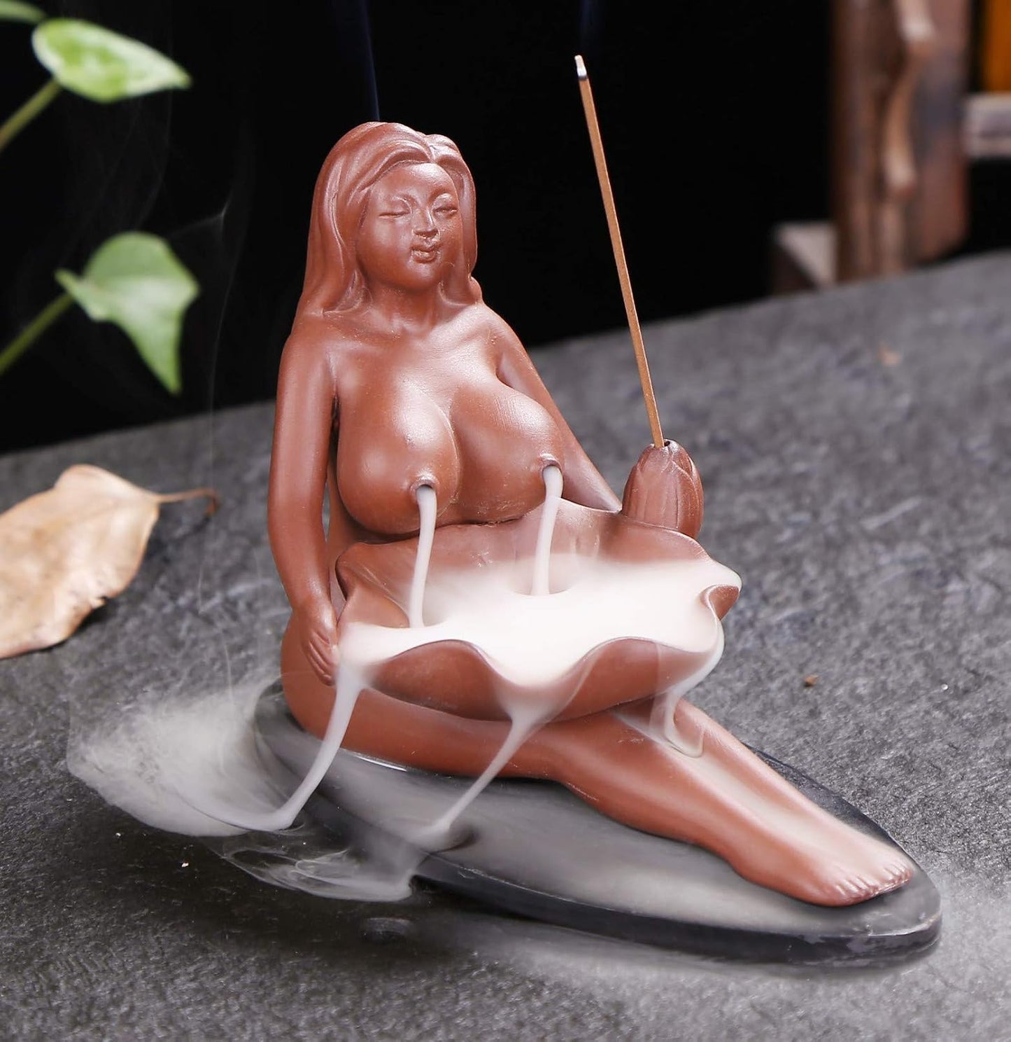 Sexy Lady Backflow Incense Burner Ceramic Incense Holder Smoke Cone Sticks Burner Ideal for Yoga Room Home Decoration Handicraft Gift