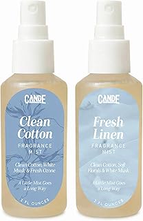 C&E Craft Scented Room Spray, Body & Linen Spray Set – 2 Pack of 2 oz Fragrance Mists – Home Air Freshener, Fabric & Pillow Spray, Long Lasting Scent (Clean Cotton & Fresh Linen)
