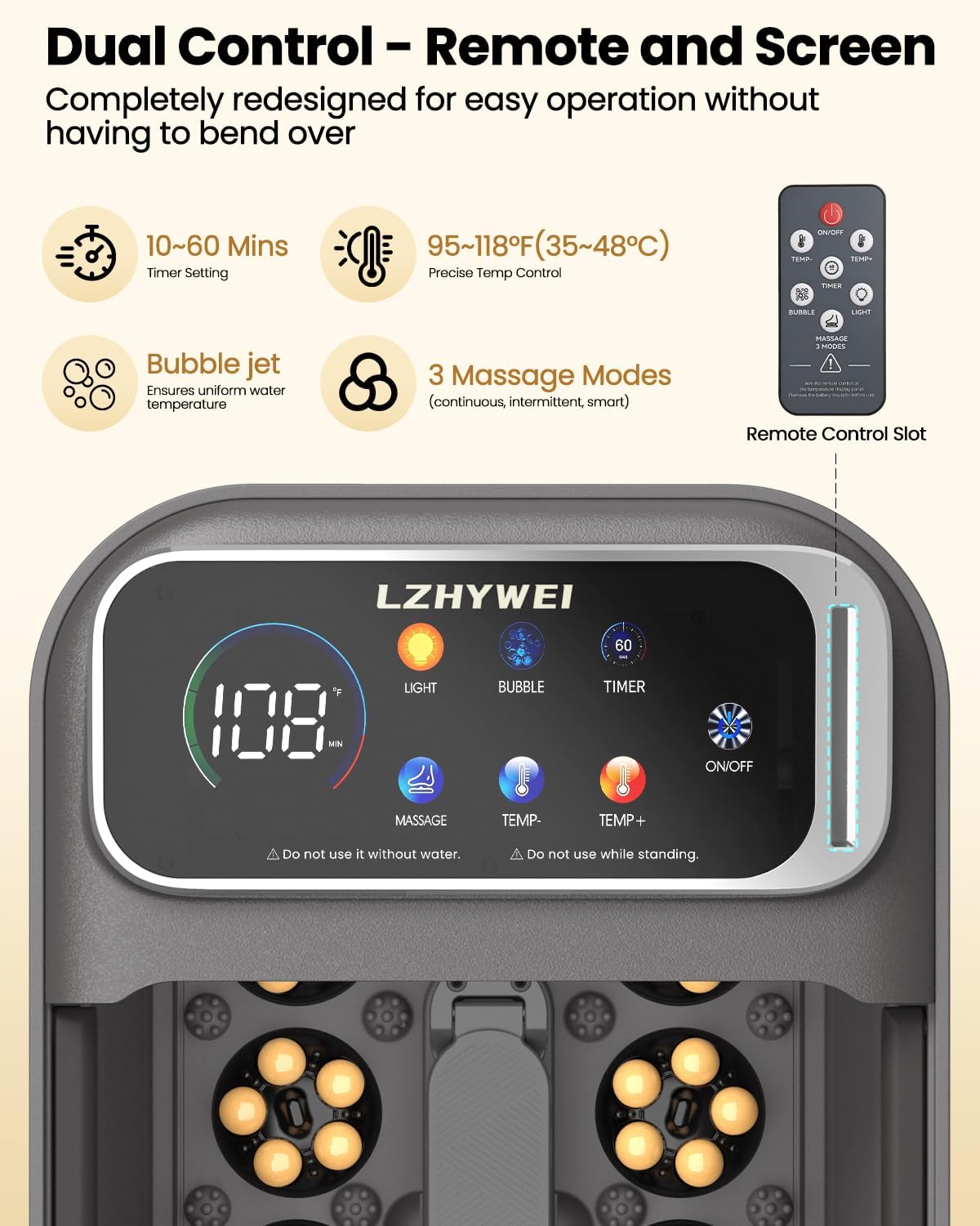 Collapsible Foot Spa with Heat, Electric Foot Bath Massager with Color Touchscreen, 30 Motorized Shiatsu Massage Balls, Temp Control, Bubbles, Remote, Professional Feet Soak Tub for Home