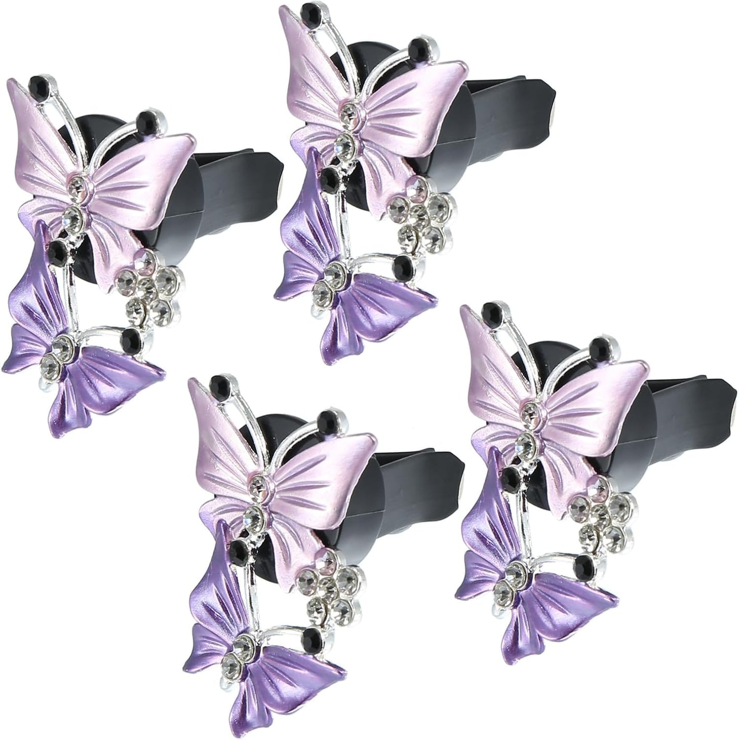 Car Butterfly Shape Clips for Air Conditioner Outlet Vent Decorations Clip Purple 4 Pcs Replace Parts