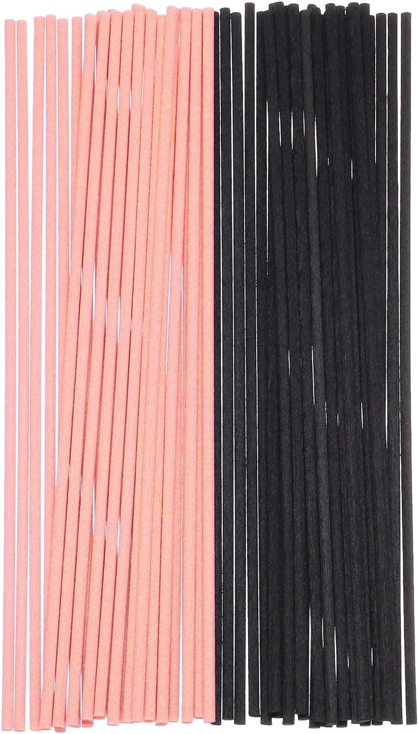 uxcell 100Pcs Reed Diffuser Sticks Set, Fiber Fragrance Flower Reed Diffuser Replacement Refill Sticks Flower Decor for Home, Hotel, Office (Pink Black)