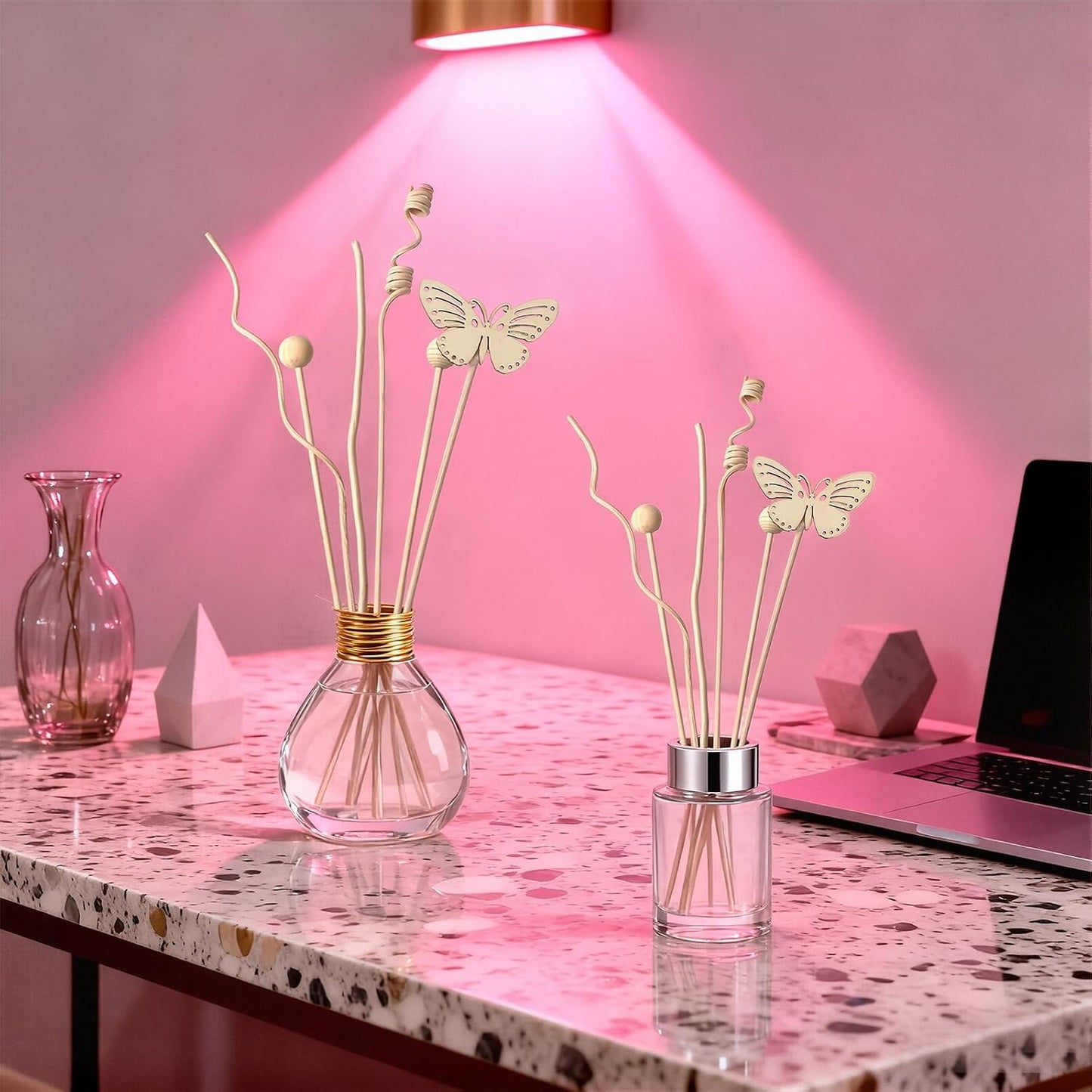 10Pack Reeds for Diffuser, Reed Fragrance Diffuser Flower Set, Reed Diffuser Stick, Fragrance Diffuser Replacement Rattan Stick, Rattan&Handmade Refill Replacement Sticks for House Bedroom Office ﻿