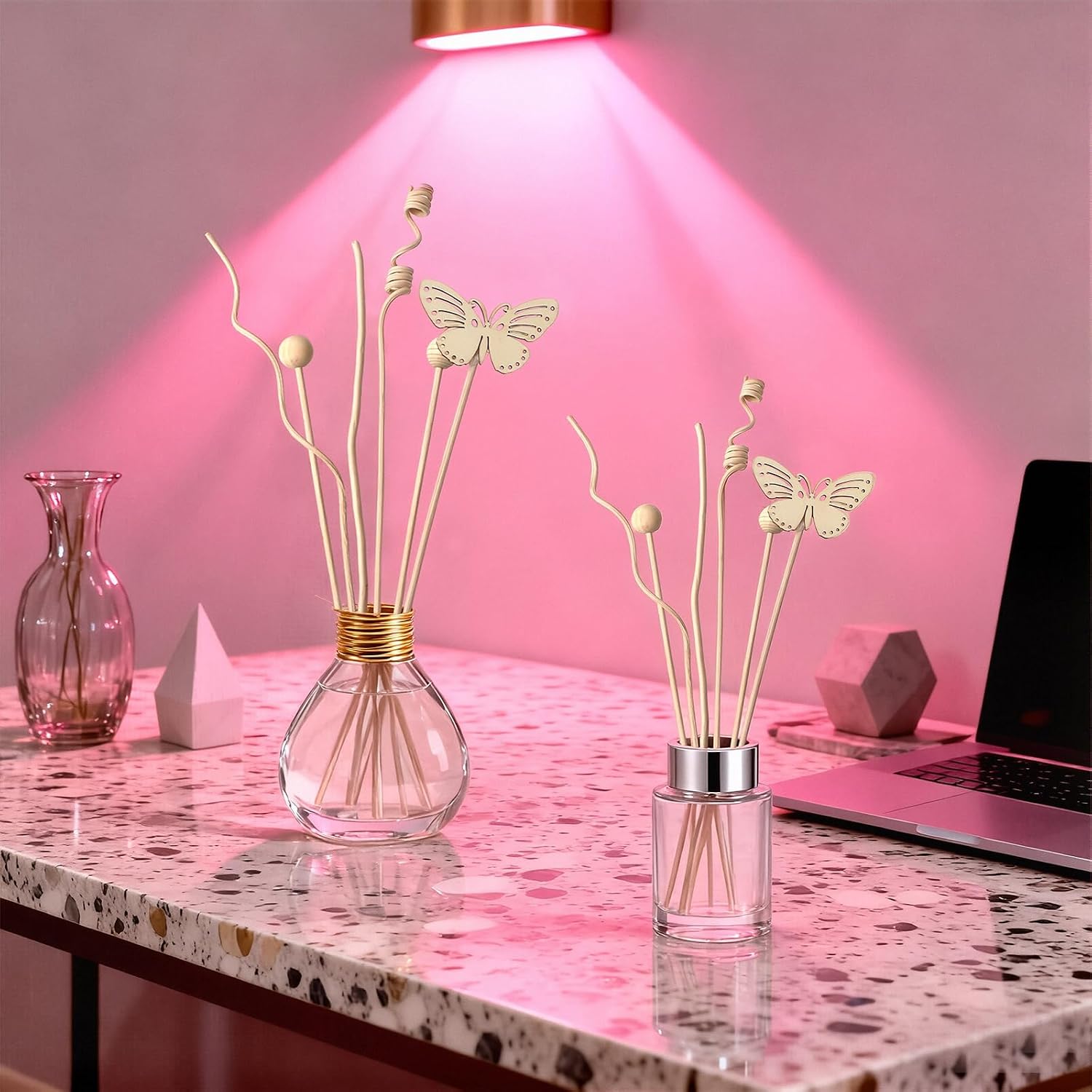 10Pack Reeds for Diffuser, Reed Fragrance Diffuser Flower Set, Reed Diffuser Stick, Fragrance Diffuser Replacement Rattan Stick, Rattan&Handmade Refill Replacement Sticks for House Bedroom Office ﻿