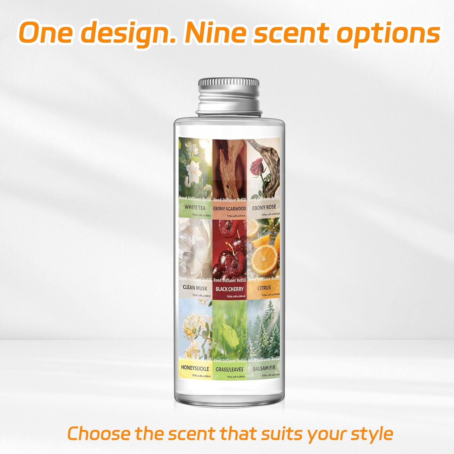 SCENTORINI Reed Diffuser Oil Refill, Citrus Diffuser Oil 6.76 Fl Oz, Natural Scented Essential Oil Refill Long Lasting Summer Home Fragrance for Room Spa Aromatherapy Bathroom Home Decor