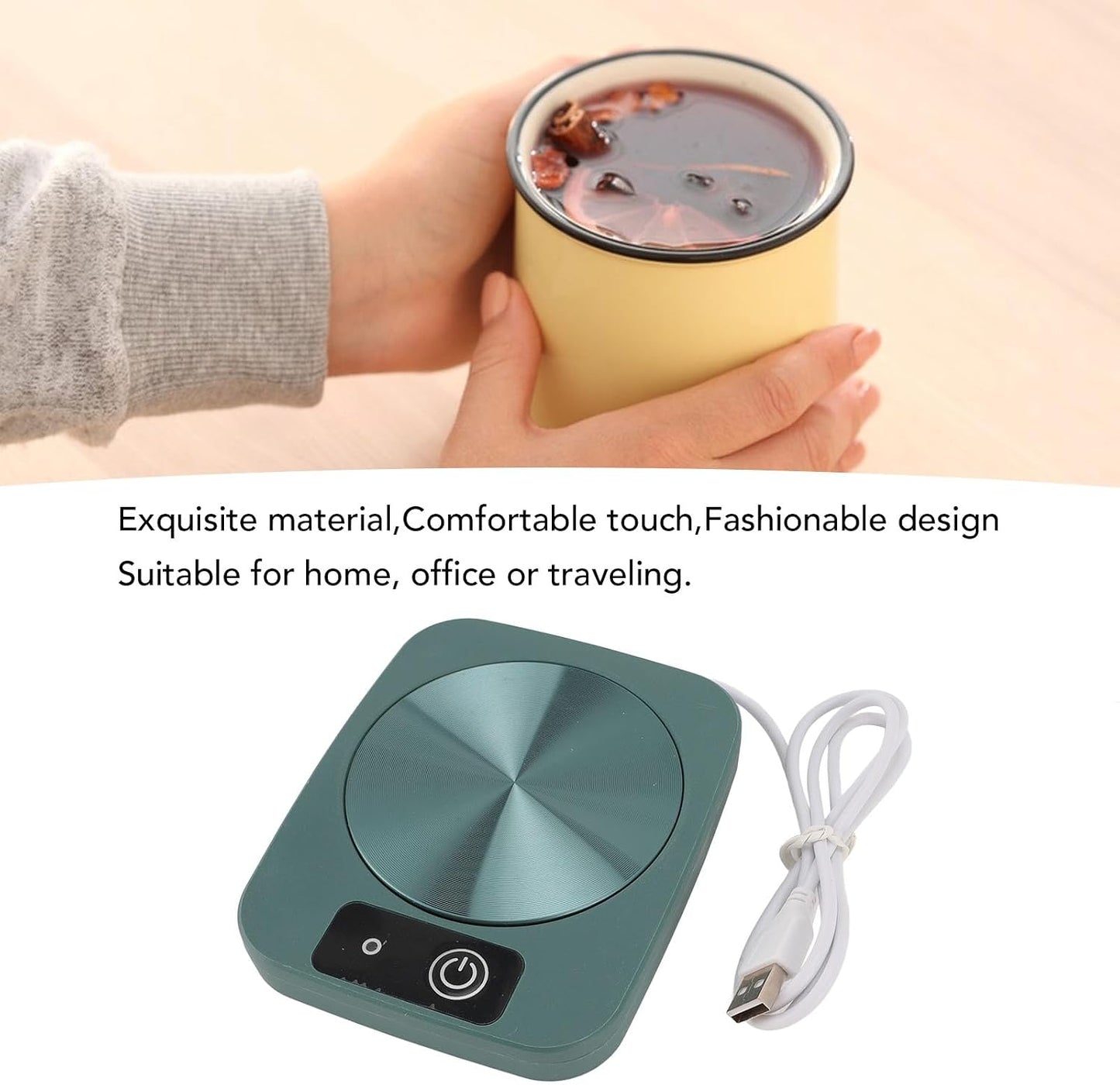 Coffee Mug Warmer, 10W Electric Thermostat Coffee Mug Heater Coaster for Desk, Candle Wax Cup Warmer Heating Plate for Coffee, Milk, Tea, Chocolate, Beverage (Green)