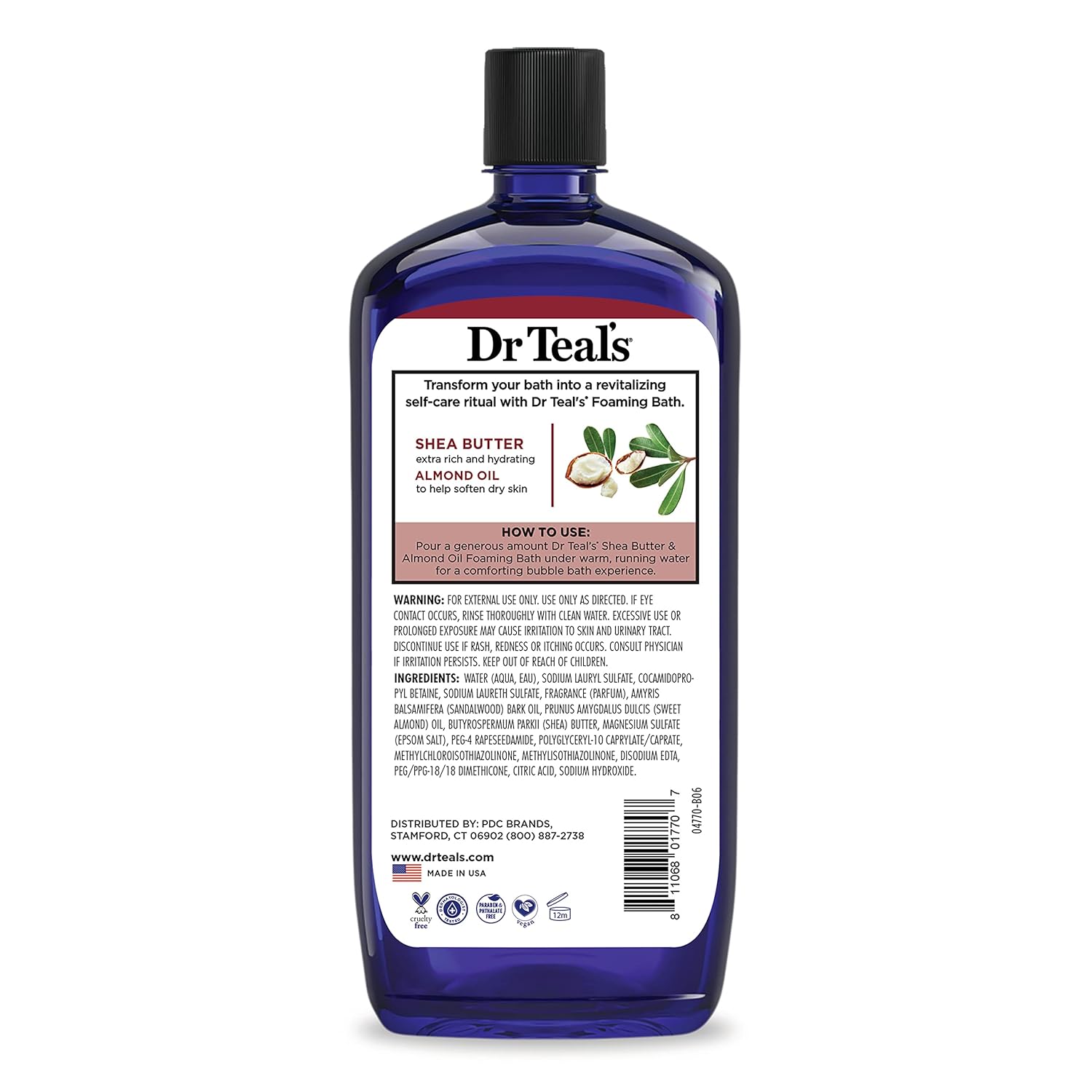 Dr Teal's Foaming Bath with Pure Epsom Salt, Shea Butter & Almond, 34 fl oz (Pack of 4)