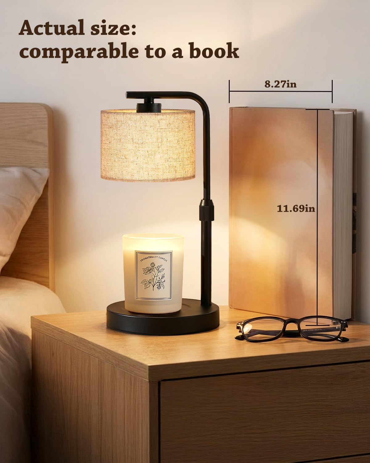 Candle Warmer Lamp with Timer Dimmer, Height Adjustable Modern Farmhouse Candle Warmer, Electric Candle Lamp Warmer with 2 Bulbs, Birthday Gifts for Women Mom, Gift for Home Decor