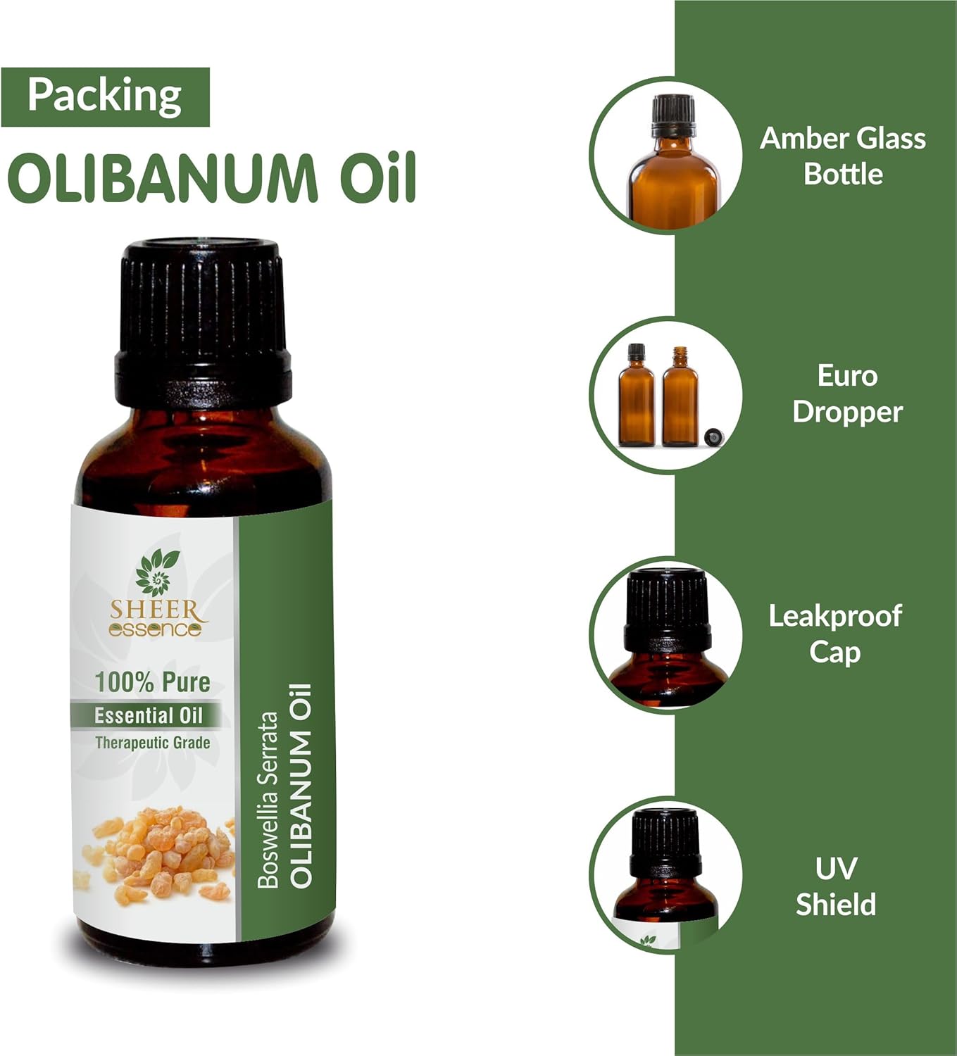 Olibanum Oil 5 ML (0.16 Fl.Oz) | 100% Pure Natural Undiluted Uncut Therapeutic Grade Boswellia Serrata Essential Oil