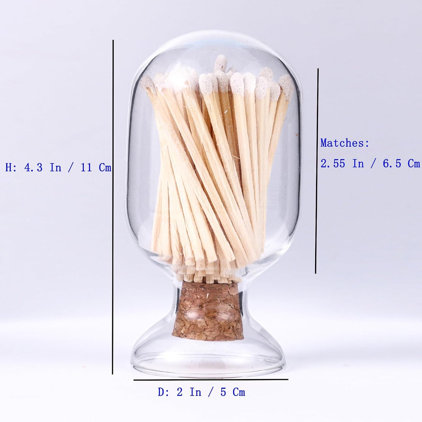 100 Pcs 2.55'' Decorative White Matches in a Jar with Striker, Safety Matches for Candles, Match Holder with Striker, Match Cloche with Striker, Long Fireplace Matches for BBQ Grill, Candle Matches
