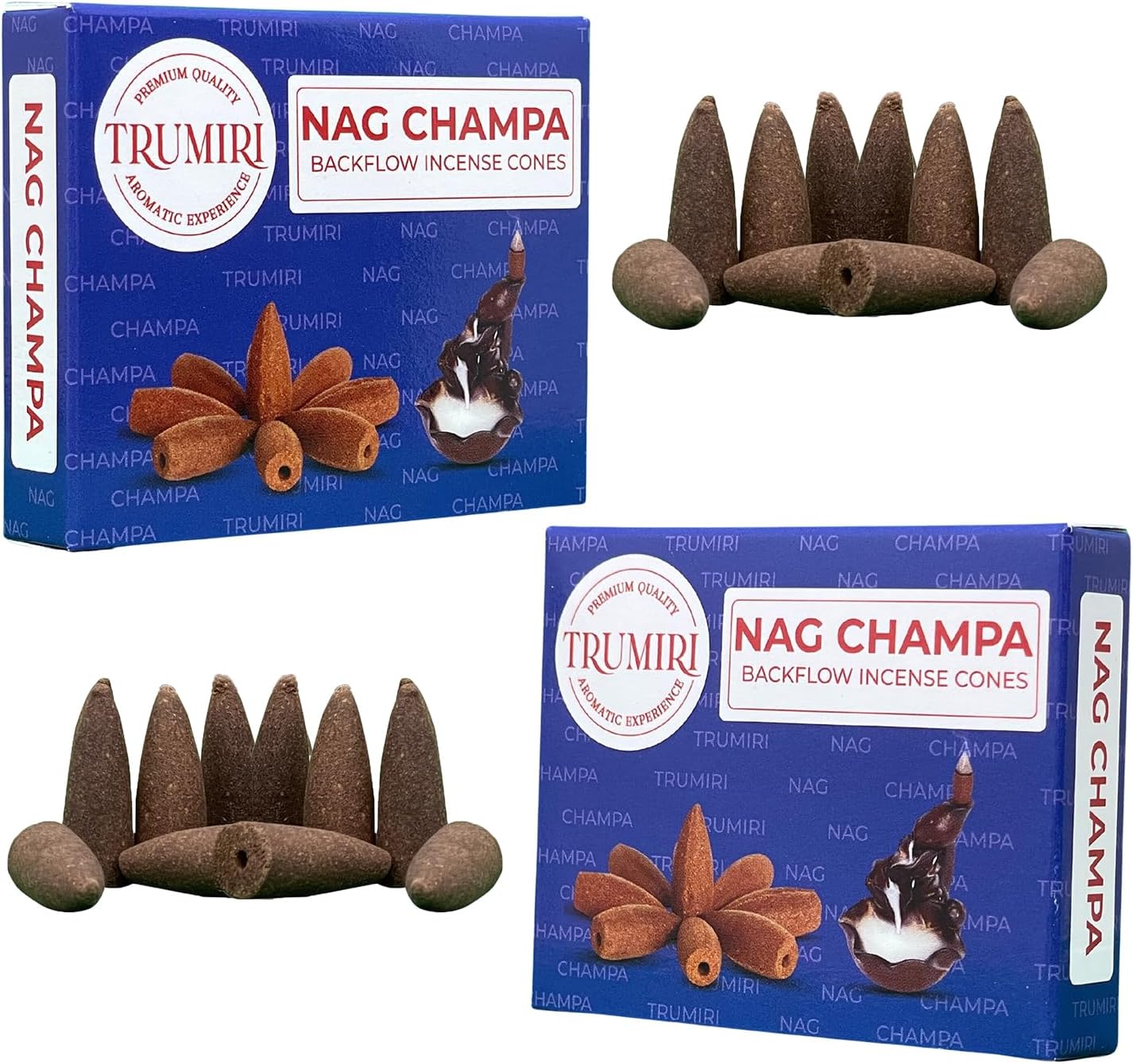 TRUMIRI Nag Champa Backflow Incense Cones - 20 Count (Pack of 2)