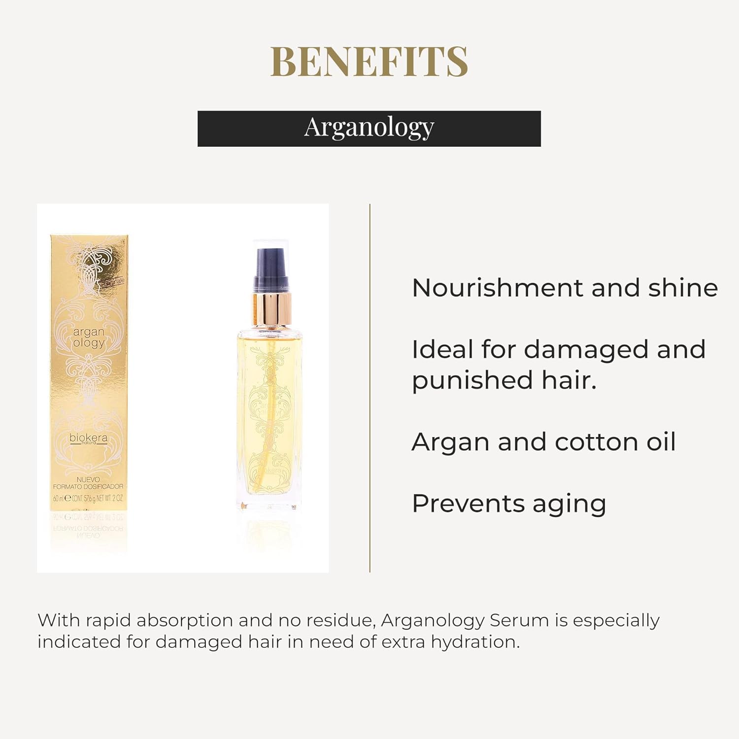 SALERM - Argan Oil Hair Serum - Biokera Arganology - 60 ml - for Very Dry and Damaged Hair - Nutrition and Shine - Revitalizes Hair - Extra Hydration