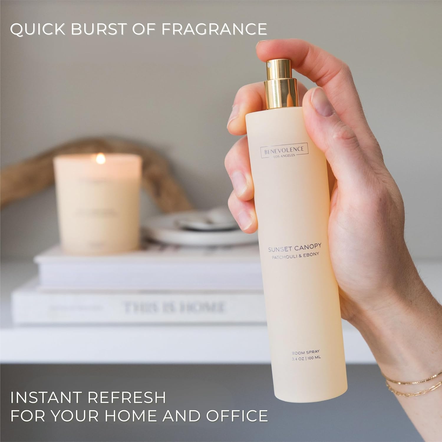 Patchouli & Ebony Room Spray | Benevolence LA Sunset Canopy | 3.4oz | Home, Pillow & Linen Fragrance Spray | Low VOC, No Alcohol | Malibu Sands Collection