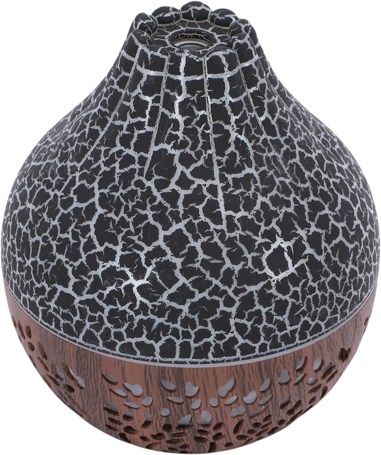 Air Diffuser Humidifier, USB Hallow Silent Essential Oil Diffuser Cool Mist Humidifier With Night Light For Office Home SPA (Black Crack Dark Wood Grain)
