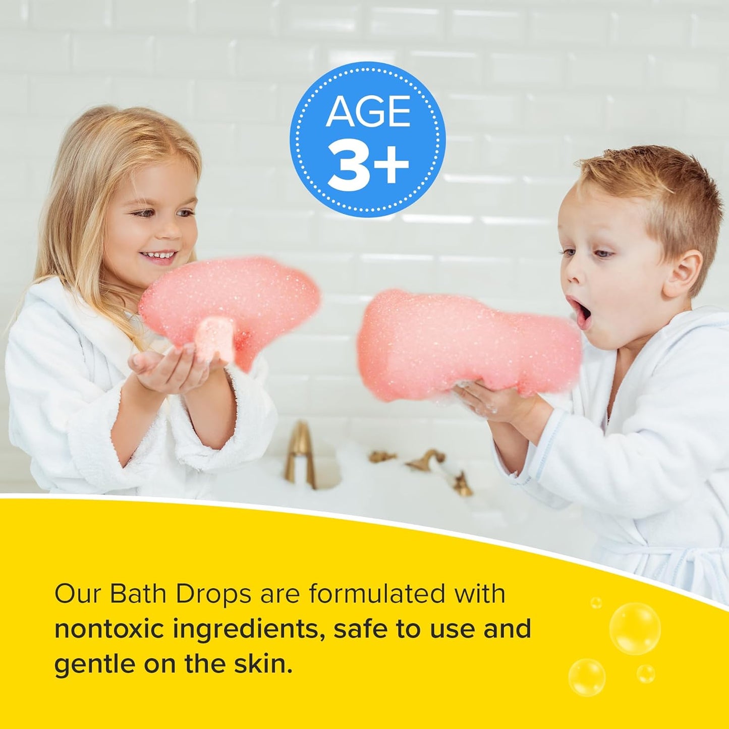 Kid Made Modern Bath Color Tablets for Kids - 150 Counts Non Toxic Bath Drops for Toddlers - Blue, Yellow, Pink, and Purple Bathtub Color Fizzies Tablets - Fun & Mini Bath Bombs (150 Count - Ages 3+)