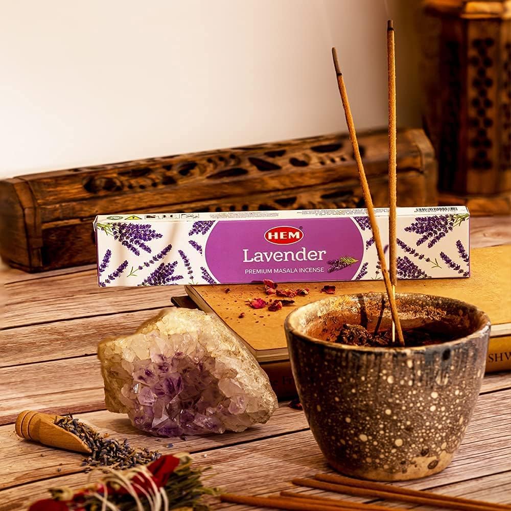 HEM Masala Incense Sticks – 12 Packets (15g Each) | Premium Handcrafted Aroma | Calming, Purifying Scent for Meditation & Yoga | Long-Lasting Fragrance for Home & Relaxation. (Lavender)