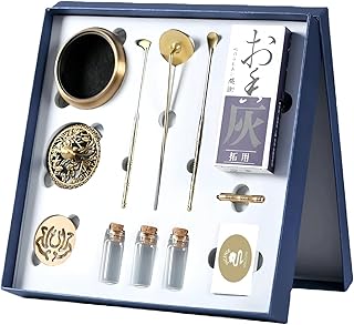 Yoga & Meditation 16pcs Incense Burner Kit - Complete Ash Powder Burner Set with Brass Censer, Art Mold Tools & Chinese Incense Burner in Gift Box for Relaxation, Home Fragrance