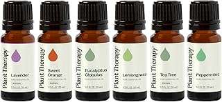 Plant Therapy Breathe Easy Essential Oil Set of 6 Bottles 10 mL (1/3 oz) Each, Lavender, Eucalyptus, Peppermint, Lemongrass, Orange Sweet, Tea Tree, 100% Pure, Aromatherapy