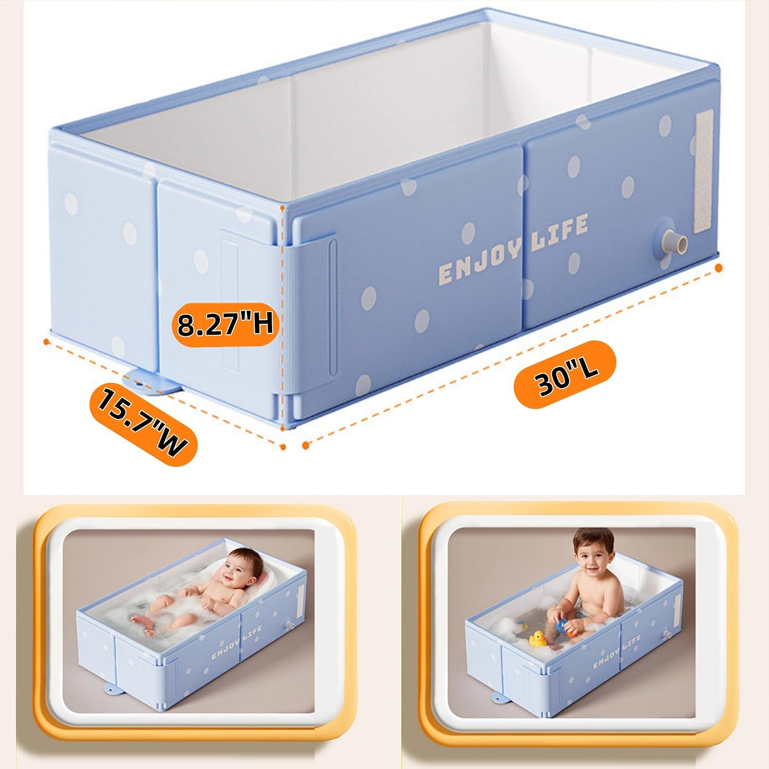 Foldable Bathtub30" Foldable Collapsible tub Portable Bathtub for Bathroom Folding SPA Tub for Shower Stall, Ideal for Small Spaces - Effortless Folding Tub (Blue)