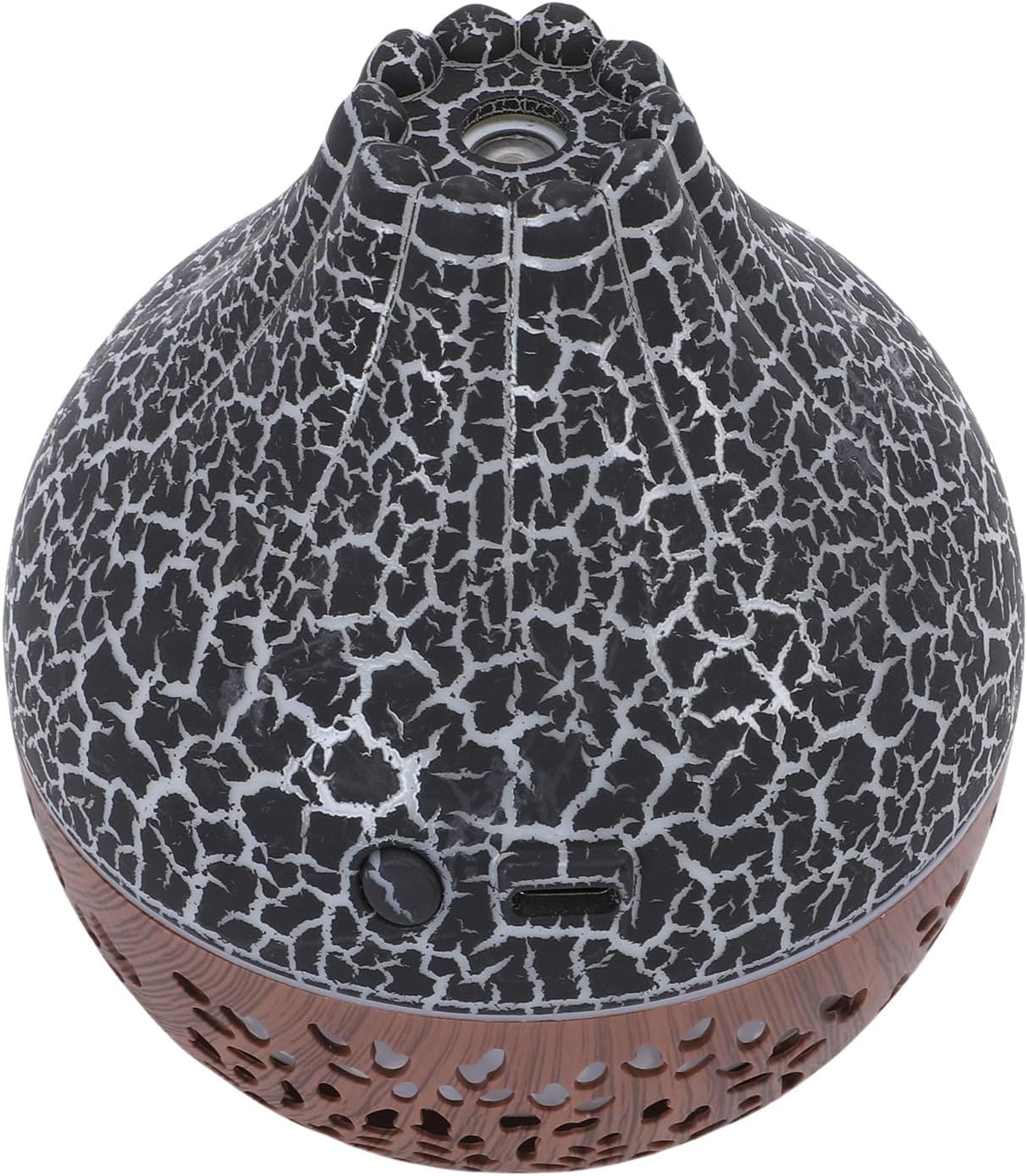 Air Diffuser Humidifier, USB Hallow Silent Essential Oil Diffuser Cool Mist Humidifier With Night Light For Office Home SPA (Black Crack Dark Wood Grain)