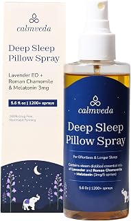 Lavender Pillow Spray for Sleeping - with 3mg Melatonin & Roman Chamomile (1200+ Sprays) | Natural & Non Habit Forming Deep Sleep Pillow Spray, Melatonin Sleep Spray for Adults