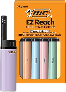 BIC EZ Reach Pastel Lighters, Reliable and Safe Candle Lighter, 6-Pack