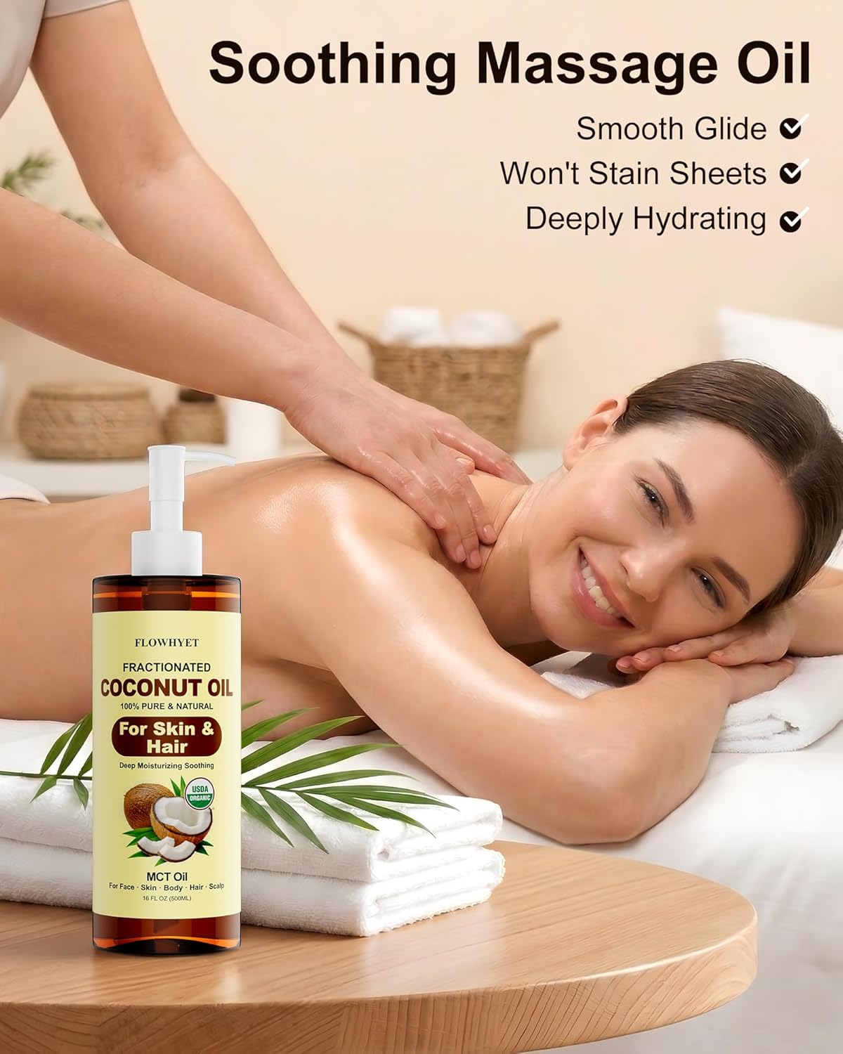 Organic Fractionated MCT Coconut Oil, 32 Fl Oz (2 x 16 Fl Oz), USDA Certified, 100% Pure & Natural Liquid Coconut Oil for Skin, Face, Body, Hair & Scalp, Lightweight Carrier Oil, Massage Oil