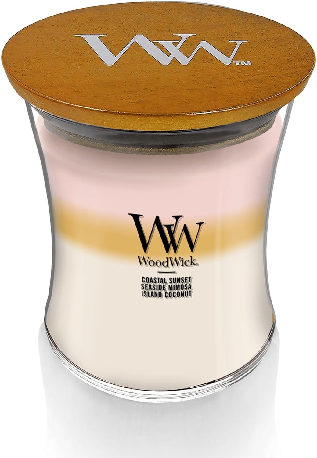 WoodWick Island Getaway Trilogy Gifts for Women and Men, 9.7 oz Medium Hourglass Trilogy Candle with Crackling Wick