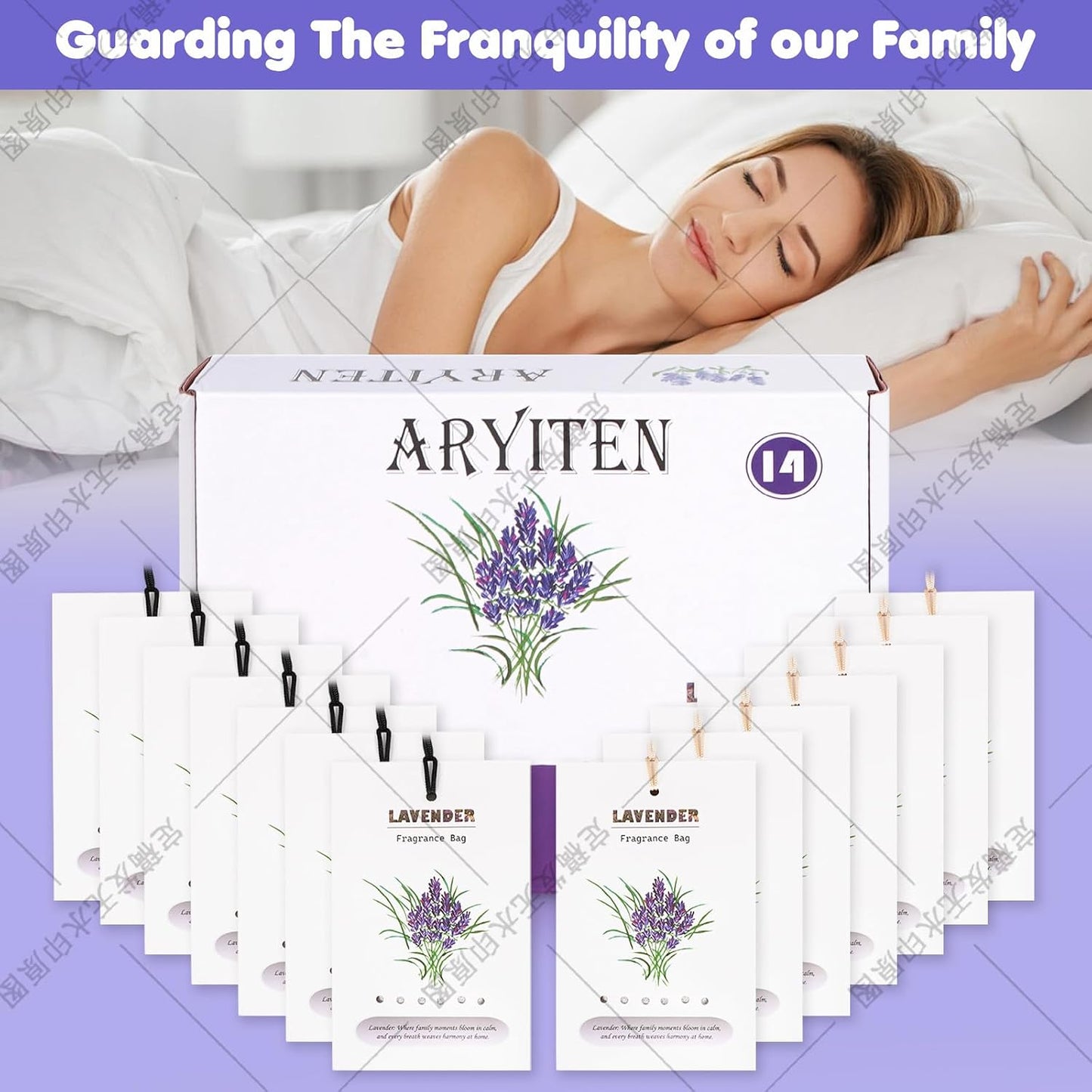 Aryiten 6-in-1 Natural Scented Sachets - 14 Pack Mixed Fragrance Collection with Rose, Lavender, Cedar, Linen, Jasmine & Gardenia for Home, Closet, Drawer | Long Lasting Air Freshener
