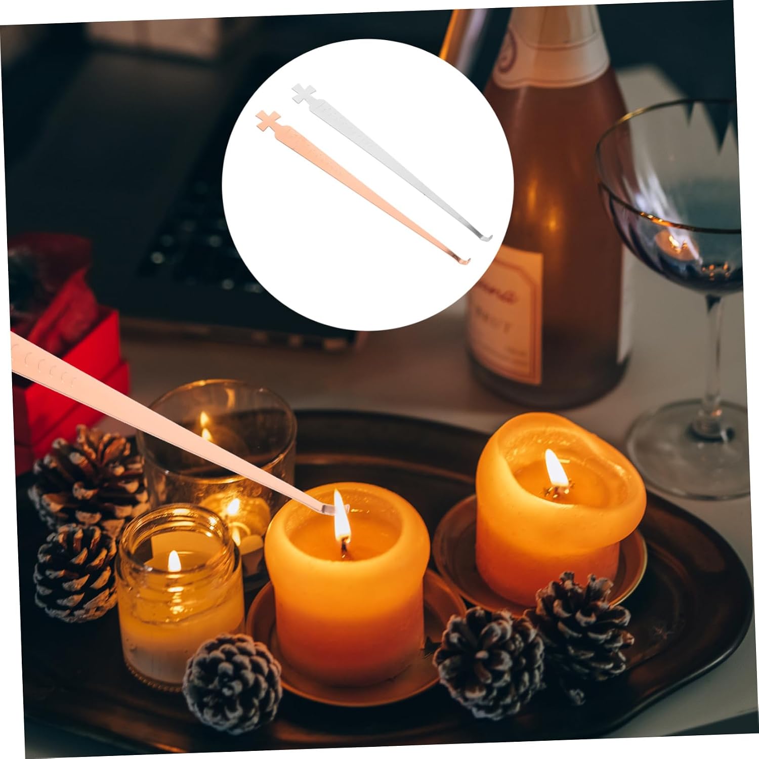 Veemoon Candle Wick Snuffer Wick Dipper Set 2pcs Accessory Kit for Candle Decor