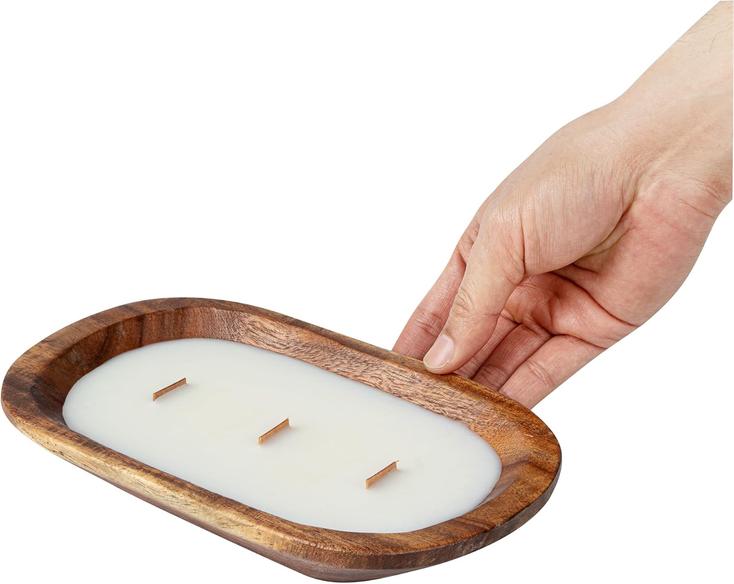 Restaurantware-Coco Casa 9.1 x 5.5 x 2 Inch Wood Dough Bowl Candle, 1 Hand Poured Bread Bowl Candle - Coconut Mango Fragrance, Double Wax Blend, Soy Wax Scented Candle, Wooden Wick