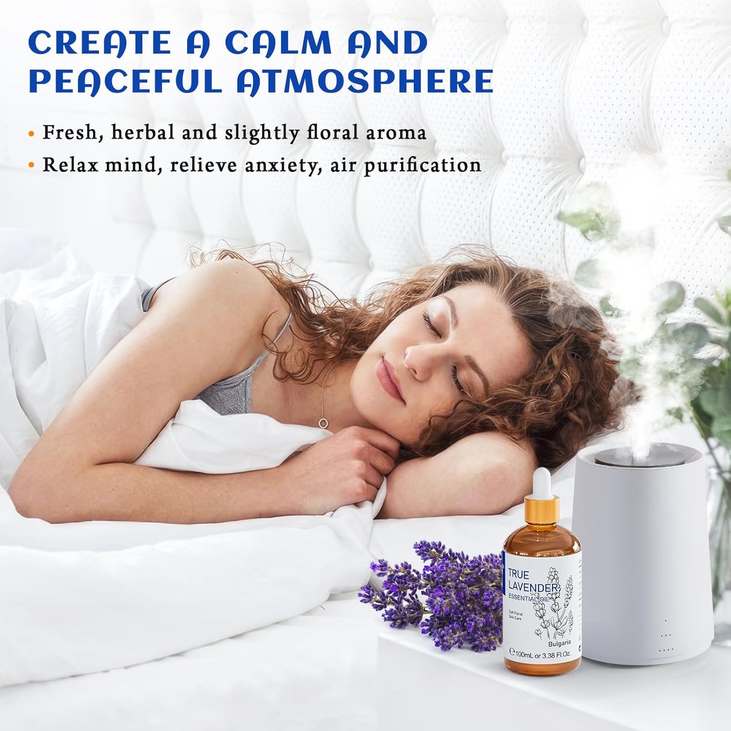 HIQILI Lavender Essential Oil - 100% Pure Undiluted, for Aromatherapy Diffuser at Room & Office, Relax Mind and Better Sleep, Therapeutic Grade | 100ML with Glass Dropper