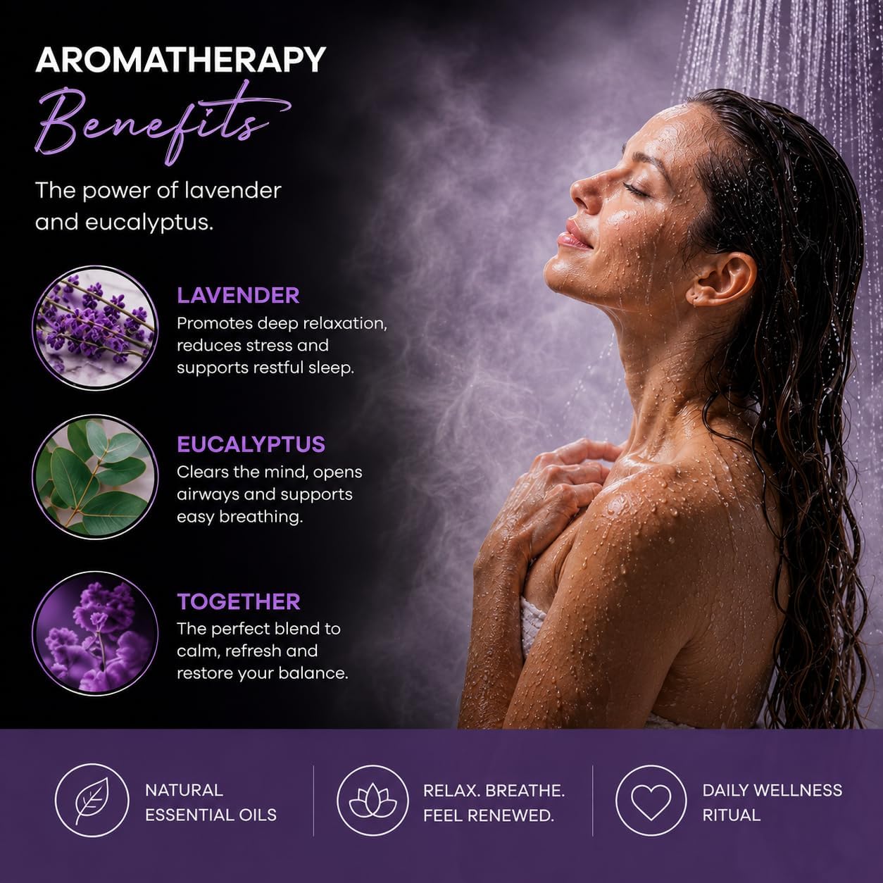 Shower Steamers Aromatherapy, Essential Oil Pods Infused for Relaxation, Shower Pods Aromatherapy - Calming, Stress Relief & Self Care Gifts for Women - Lavender Eucalyptus