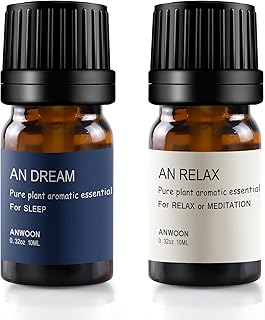 Natural Plant Essential Oil Blends for Diffuser,Aromatherapy with 2 Bottles 20ml(0.68Oz) of an-Dream and an-Relax Set for Sleeping and Relaxation at Home,Office,for All Ultrasonic Diffuser Scent.
