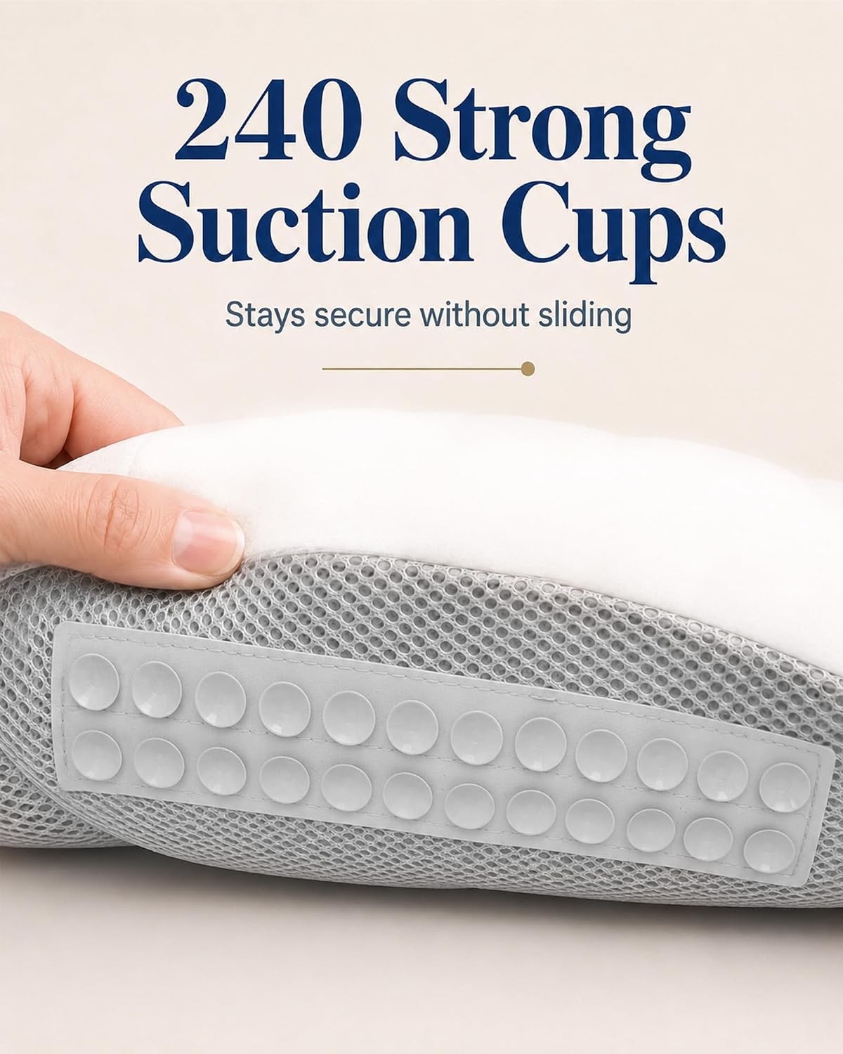 Full Body Bath Pillow for Bathtub, Extra Thick Luxury Bath Cushion with Adjustable Lumbar Support, 240 Suction Cups, Quick Dry 5D Mesh Tub Pillow for Home Spa Relaxation 52" x 17"